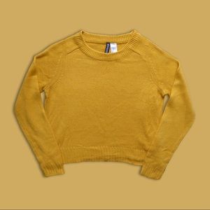 H&M Divided Mustard Yellow Crewneck Knit Sweater